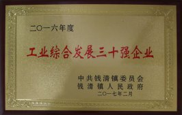 公司獲錢清鎮(zhèn)“工業(yè)綜合發(fā)展三十強(qiáng)企業(yè)”榮譽(yù)稱號(hào)